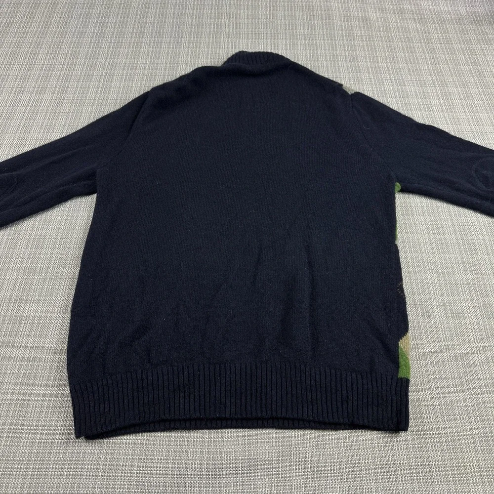 J Crew Lambswool Argyle Sweater Mens Medium 1/4 Zip Blue Preppy Academia